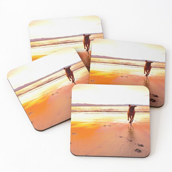Item preview, sunset run of a dog on a beach designed and sold by tanksTale.