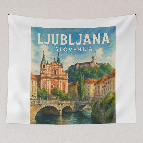 Item preview,  Triple Bridge and Franciscan Church in Ljubljana, Slovenia designed and sold by Aryabek.
