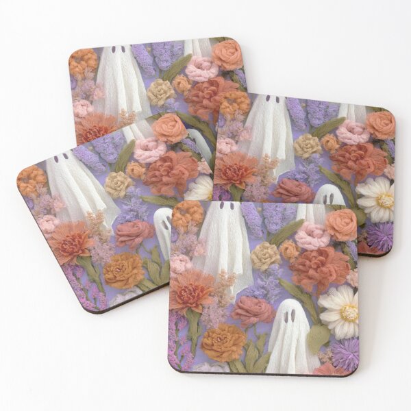 Item preview, Pastel Ghosts in Embroidered Floral Garden – Soft Halloween Aesthetic Art designed and sold by baucestudio.