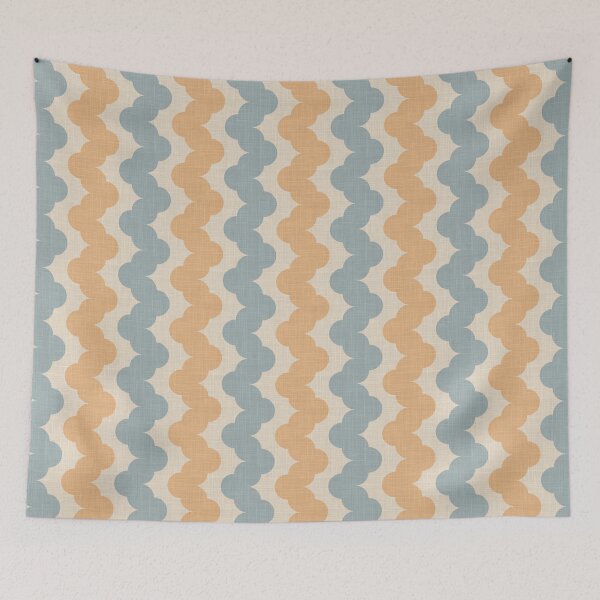 Item preview, Scallop zig zag in dusty blue and yellow designed and sold by FrancesPoff.