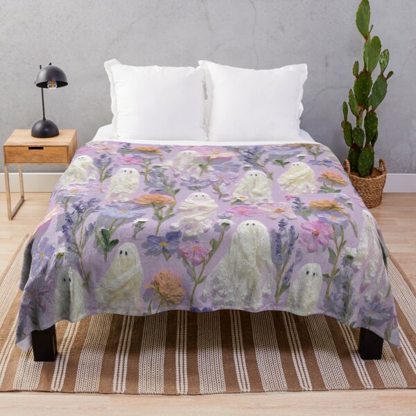 Item preview, Painterly Pastel Ghosts with Wildflowers – Dreamy Halloween Art designed and sold by baucestudio.