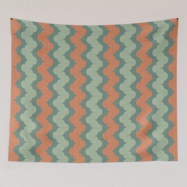 Item preview, Scallop zig zag in dusty orange and teal green designed and sold by FrancesPoff.