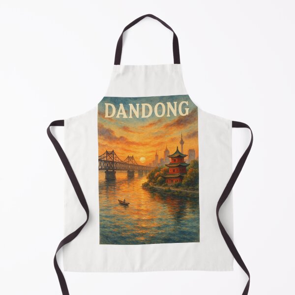 Item preview, Sunset over Yalu River and Sino-Korean Friendship Bridge, Dandong, China designed and sold by Places On Earth.