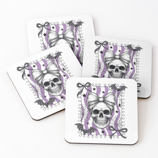 Item preview, Gothic Skull with Bow and Bats – Spooky Cute Halloween Art designed and sold by haitrieuic96.