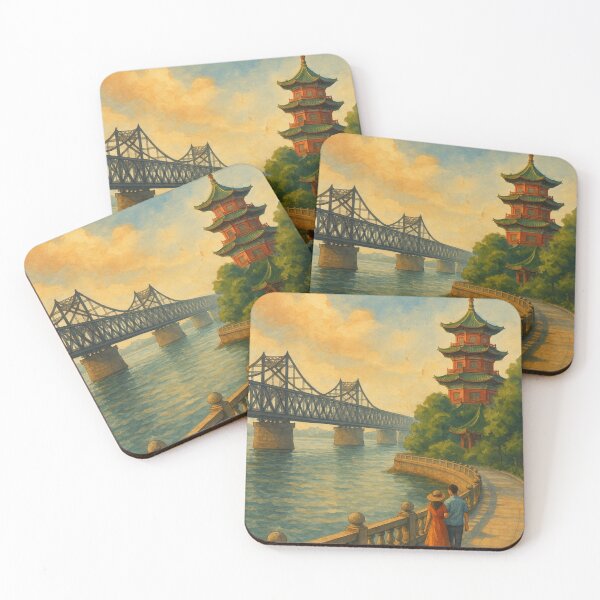 Item preview,  Promenade by the Yalu River and Pagoda, Dandong, Liaoning Province designed and sold by Places On Earth.