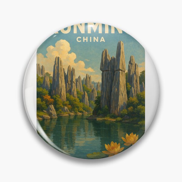 Item preview,  Stone Forest Reflections with Lotus Blossoms, Kunming, Yunnan, China designed and sold by Places On Earth.