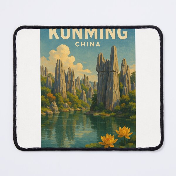 Item preview, Stone Forest Reflections with Lotus Blossoms, Kunming, Yunnan, China designed and sold by Places On Earth.