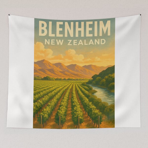 Item preview,  Vineyard and River Landscape, Blenheim, Marlborough, New Zealand designed and sold by Places On Earth.