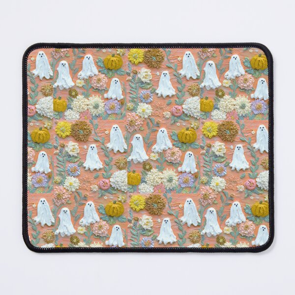 Item preview, Whipped Ghosts with Autumn Flowers – Cozy Fall Halloween Art designed and sold by baucestudio.