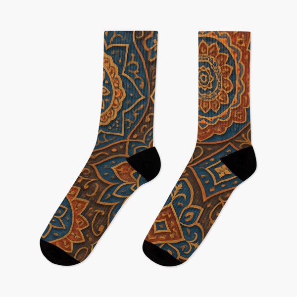 Item preview, Oriental Mandala Pattern – Vintage Moroccan Tile in Blue and Ochre designed and sold by LoomisDreams.