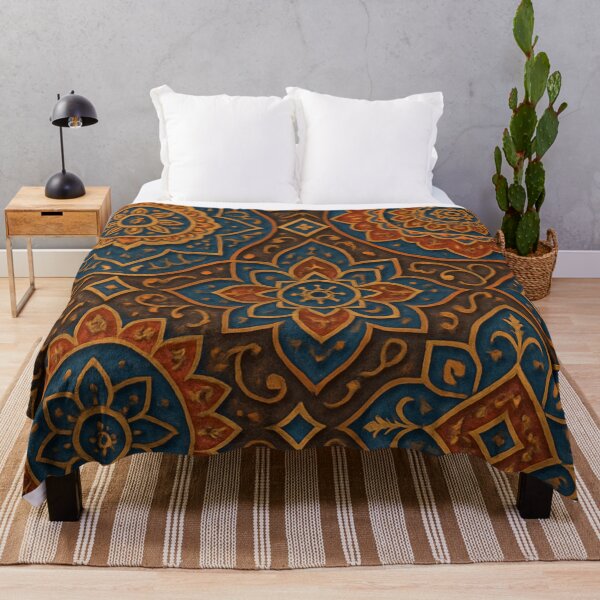 Item preview, Oriental Mandala Pattern – Vintage Moroccan Tile in Blue and Ochre designed and sold by LoomisDreams.