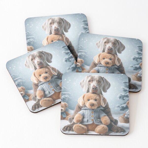 Item preview, Christmas time with Teddy bear and Weimaraner - Design Nr. 226 designed and sold by WeimTrails.