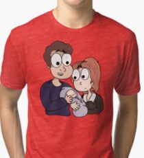 Adorable Mulder and Scully Family Gathering Tri-blend T-Shirt