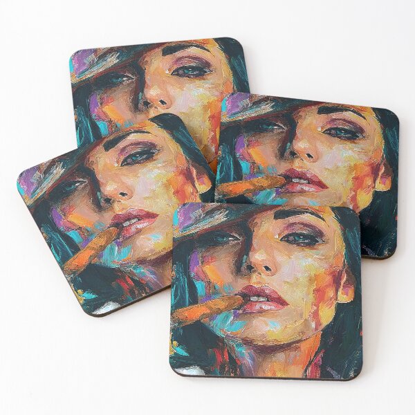Item preview, Command the Moment - Bold Woman in Hat with Cigar and Captivating Gaze Abstract Digital AI Art designed and sold by OlfactoART Studio.