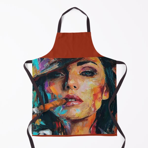 Item preview, Command the Moment - Bold Woman in Hat with Cigar and Captivating Gaze Abstract Digital AI Art designed and sold by OlfactoART Studio.