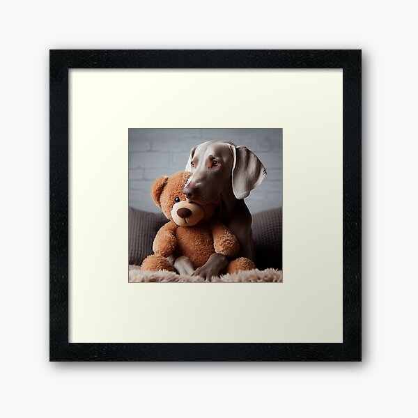 Aperçu de l'œuvre Adorable braque de Weimar avec ours en peluche - Modèle n° 230 créée et vendue par WeimTrails.