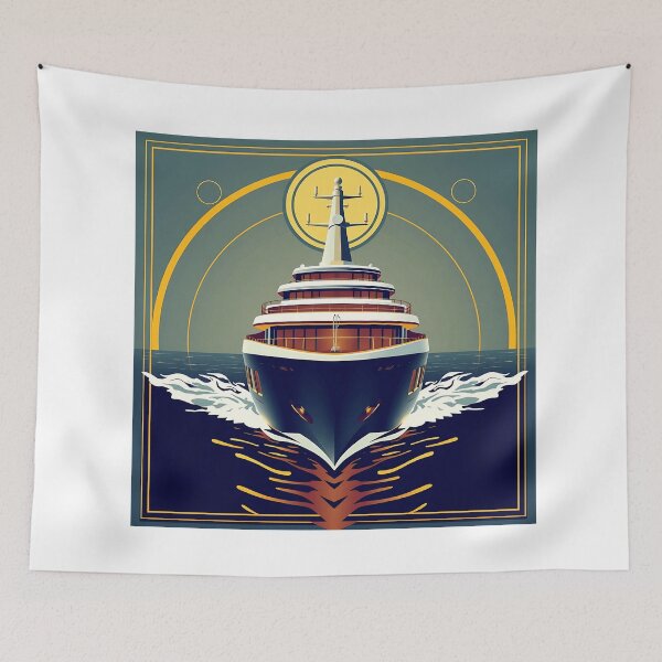 Item preview, Art Deco Luxury Yacht Poster designed and sold by sharon1210.