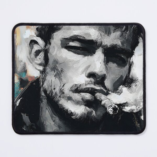Item preview, Smolder and Grit - Moody Portrait of a Cigar Smoker with Abstract Background and Subtle Tones designed and sold by OlfactoART Studio.