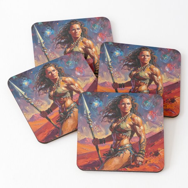 Item preview, Fantasy Barbarian Princess of Mars, a goddess with a spear designed and sold by Vintage Designs +.