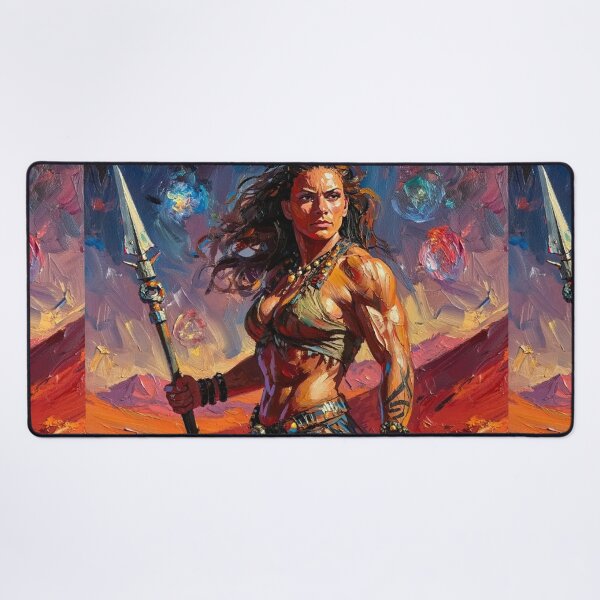 Item preview, Fantasy Barbarian Princess of Mars, a goddess with a spear designed and sold by Vintage Designs +.