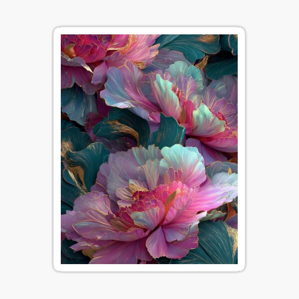Item preview, Elegant Floral Fantasy - Vibrant Peony Artwork with Gold Highlights designed and sold by MiraLumeStudio.