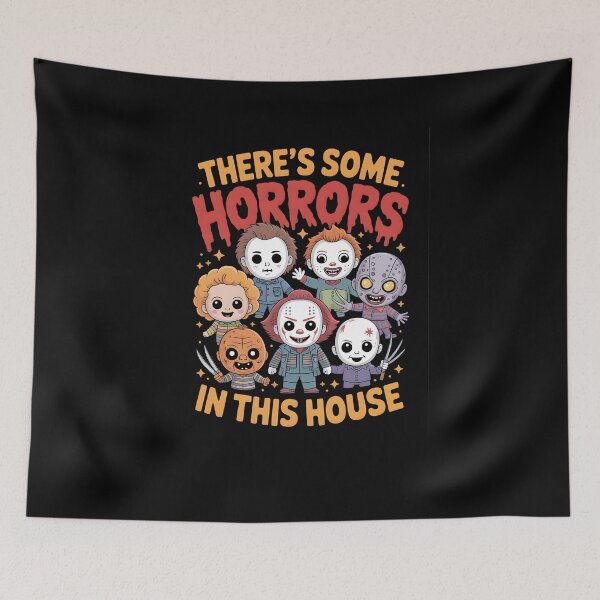 Item preview, There's Some Horrors In This House – Cute Horror Movie Characters Halloween Design designed and sold by MissRasheedHam.