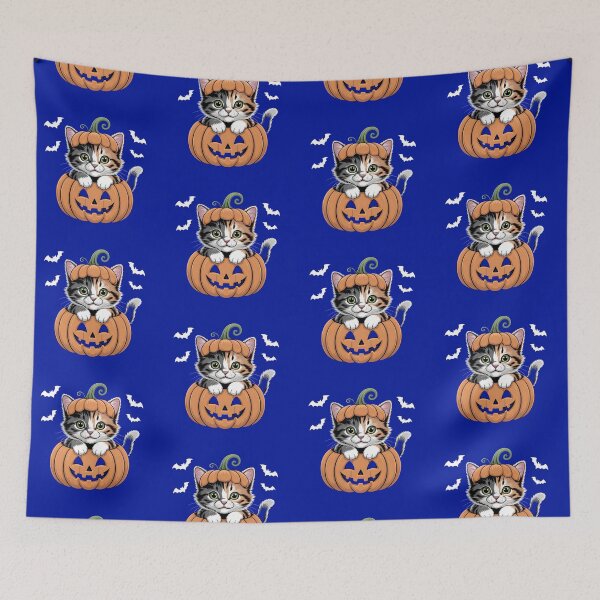 Item preview, Cute Halloween Kitten in a Pumpkin designed and sold by wzetart.