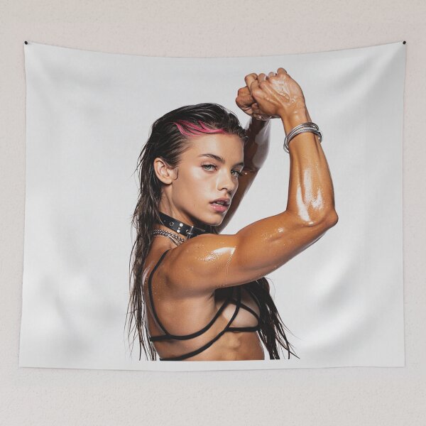 Item preview, Fit gym model woman posing with arms up designed and sold by Vintage Designs +.