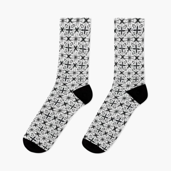 Item preview, Futuristic Floral Geometry – Black & White Seamless Pattern designed and sold by UniqueDesign751.