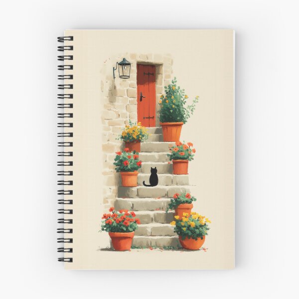 Item preview, Black Cat on the Garden Steps designed and sold by Magical Art Store.