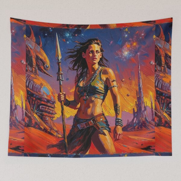 Item preview, Fantasy Barbarian Princess of Mars, a goddess with a spear designed and sold by Vintage Designs +.