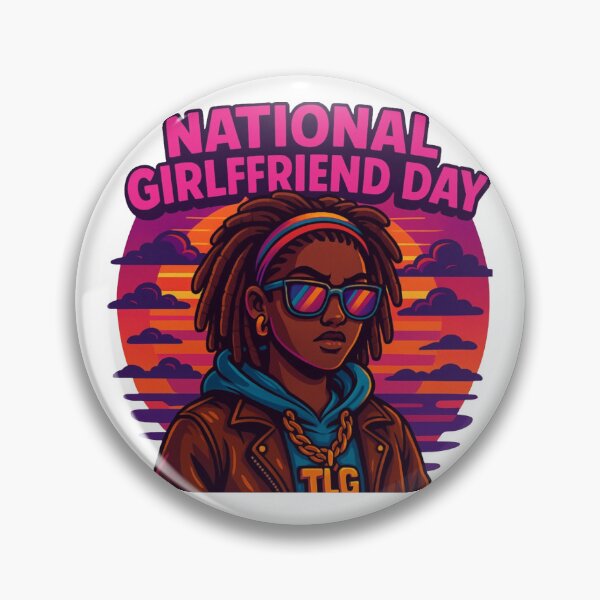 Item preview, National Girlfriend Day Retro Sunset – Cool Afro Queen Illustration designed and sold by TLG-Supply.