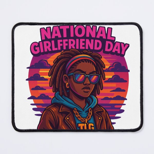 Item preview, National Girlfriend Day Retro Sunset – Cool Afro Queen Illustration designed and sold by TLG-Supply.