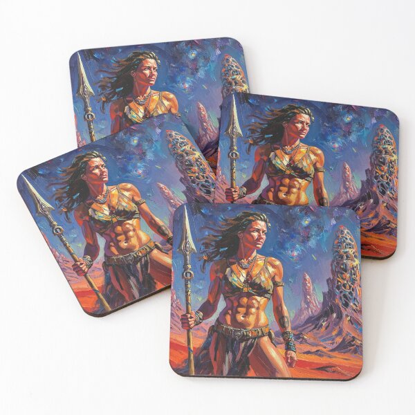 Item preview, Fantasy Barbarian Princess of Mars, a goddess with a spear designed and sold by Vintage Designs +.