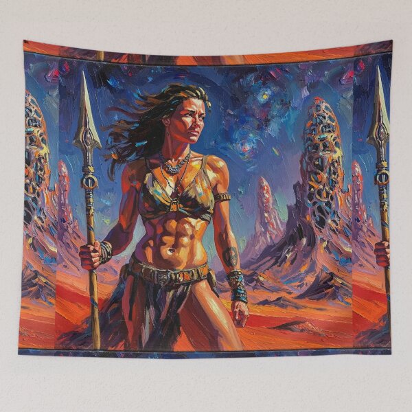 Item preview, Fantasy Barbarian Princess of Mars, a goddess with a spear designed and sold by Vintage Designs +.