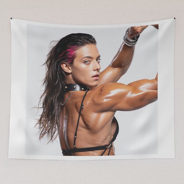 Item preview, Fit gym model woman posing with arms up designed and sold by Vintage Designs +.