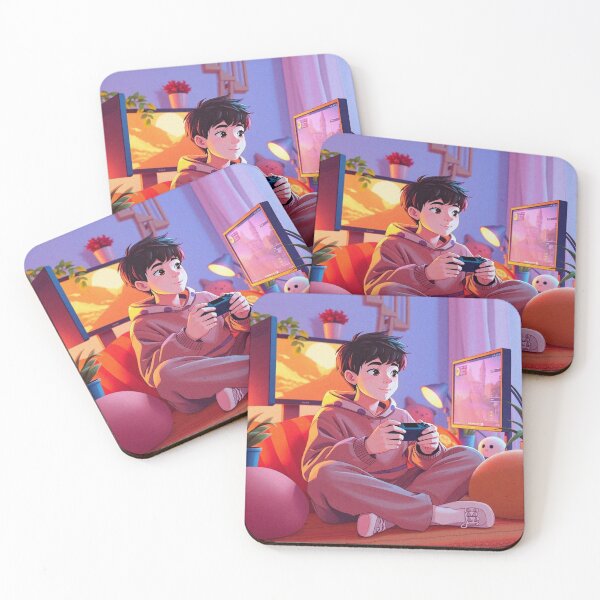 Item preview, Happy Gamer boy in his room playing video games illustration designed and sold by Vintage Designs +.