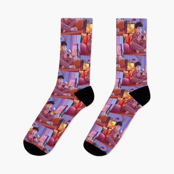Item preview, Happy Gamer boy in his room playing video games illustration designed and sold by Vintage Designs +.