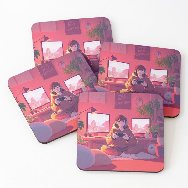 Item preview, Happy Gamer boy in his room playing video games illustration designed and sold by Vintage Designs +.