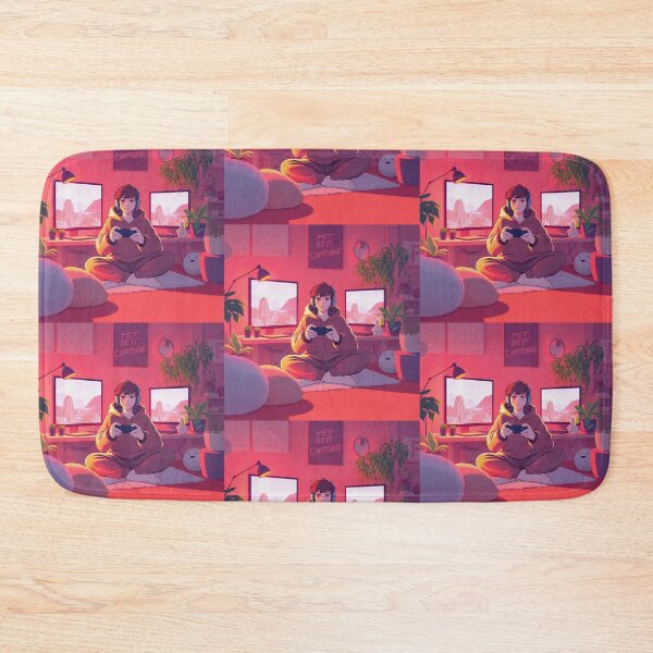 Item preview, Happy Gamer boy in his room playing video games illustration designed and sold by Vintage Designs +.