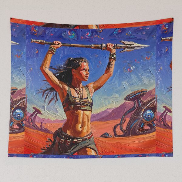 Item preview, Fantasy Barbarian Princess of Mars, a goddess with a spear designed and sold by Vintage Designs +.
