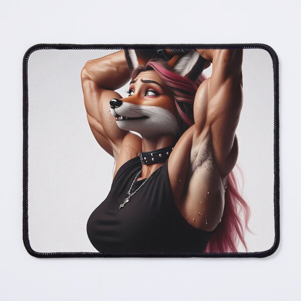 Item preview, Cute Anthropomorphic Wolf Girl render Grey Wolf posing with her hands behind her head designed and sold by Vintage Designs +.