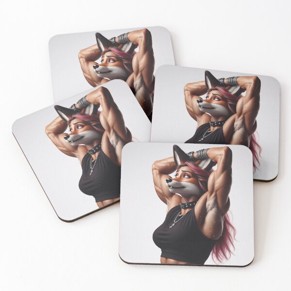 Item preview, Cute Anthropomorphic Wolf Girl render Grey Wolf posing with her hands behind her head designed and sold by Vintage Designs +.