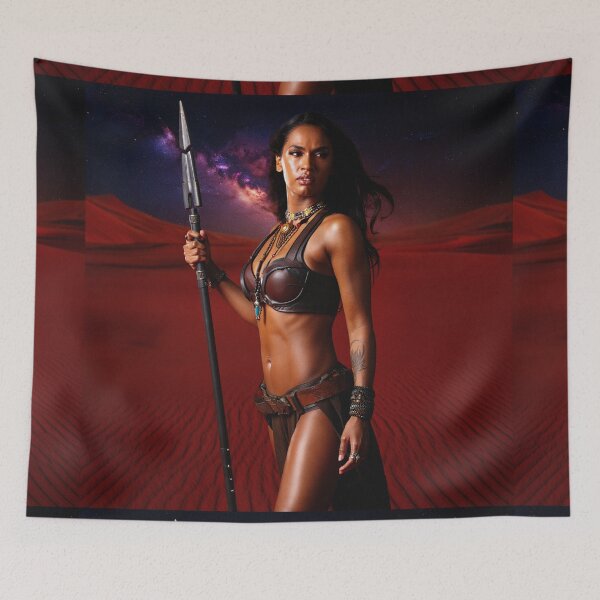 Item preview, Fantasy Barbarian Princess of Mars, a goddess with a spear designed and sold by Vintage Designs +.