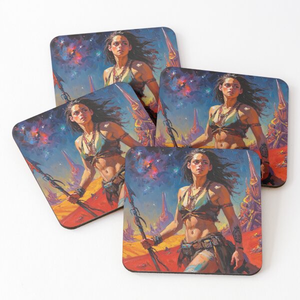 Item preview, Fantasy Barbarian Princess of Mars, a goddess with a spear designed and sold by Vintage Designs +.