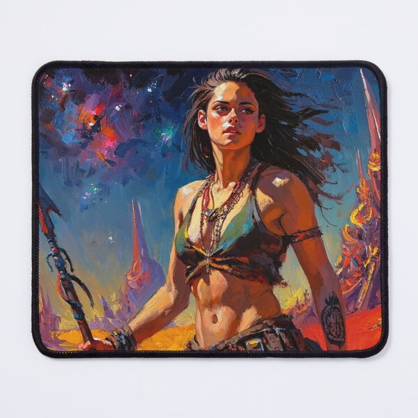 Item preview, Fantasy Barbarian Princess of Mars, a goddess with a spear designed and sold by Vintage Designs +.