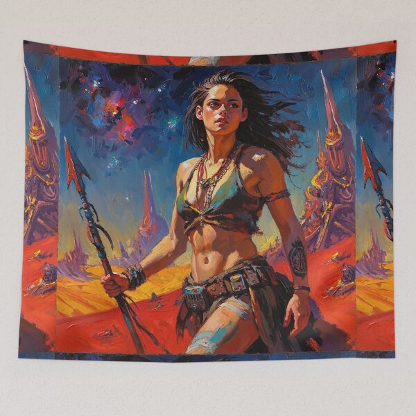 Item preview, Fantasy Barbarian Princess of Mars, a goddess with a spear designed and sold by Vintage Designs +.