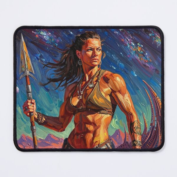Item preview, Fantasy Barbarian Princess of Mars, a goddess with a spear designed and sold by Vintage Designs +.