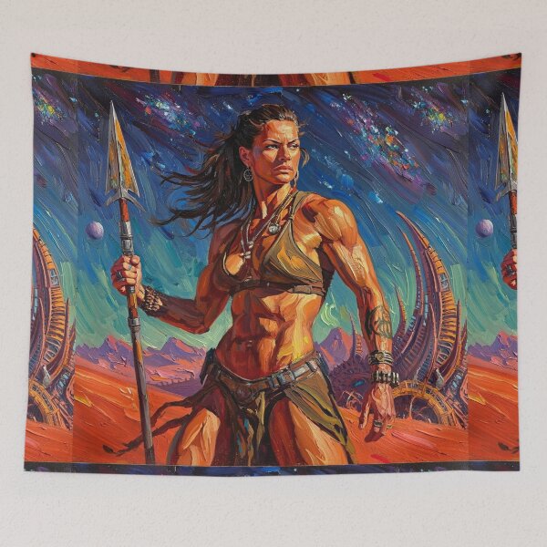 Item preview, Fantasy Barbarian Princess of Mars, a goddess with a spear designed and sold by Vintage Designs +.