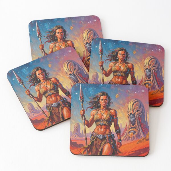 Item preview, Fantasy Barbarian Princess of Mars, a goddess with a spear designed and sold by Vintage Designs +.